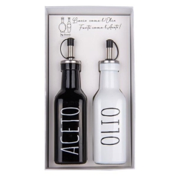 SET OLIO E ACETO 180ML   H19CM BIANCO/NERO