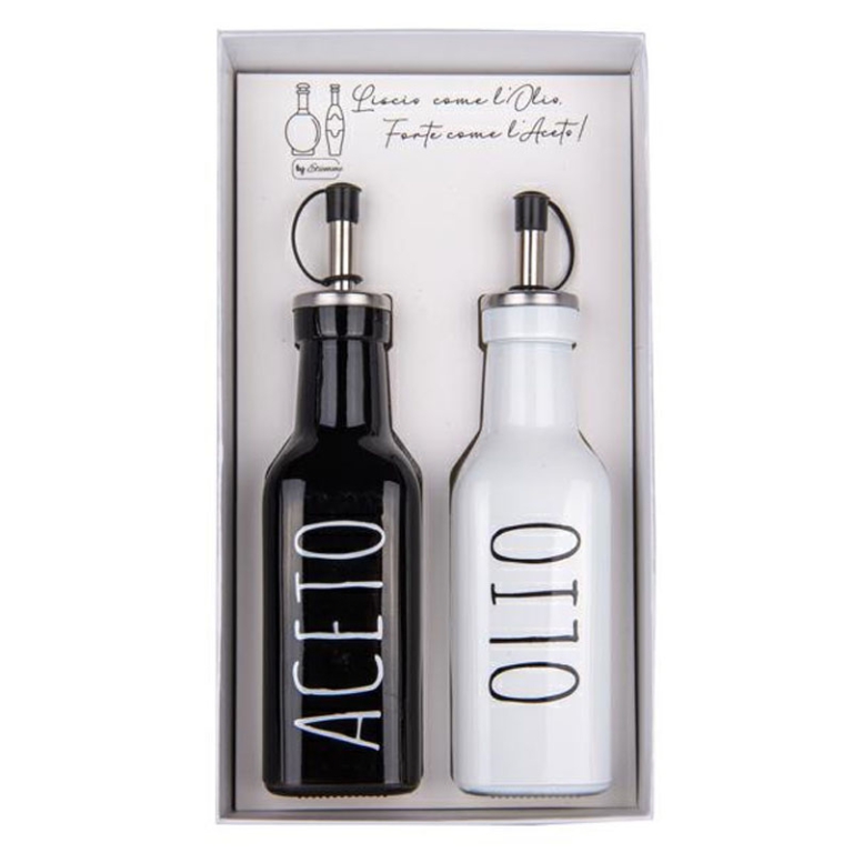 SET OLIO E ACETO 180ML   H19CM BIANCO/NERO