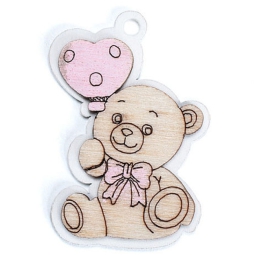 ORSETTO LEGNO 12PZ H4CM  ROSA