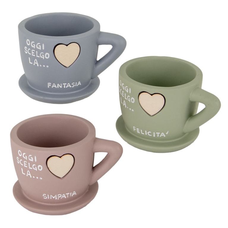 TAZZINA PORTAPIANTA 3PZ  H8,5CM SOGGETTI ASSORTITI