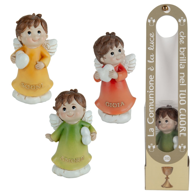 ANGELO H10CM CON CONFEZIONE CARTA COMUNIONE 12PZ