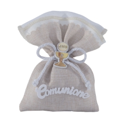 SACCHETTO COTONE 12PZ    COMUNIONE 10X12CM
