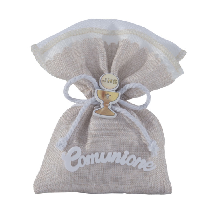 SACCHETTO COTONE 12PZ    COMUNIONE 10X12CM