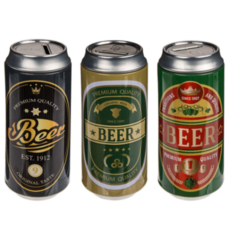 SALVADANAIO 16CM IN METALLO BIRRA