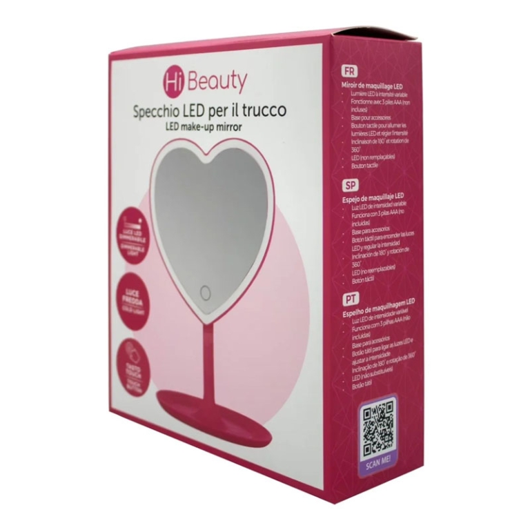 SPECCHIO LED PER IL TRUCCO CUORE 15,7X14X26CM 2