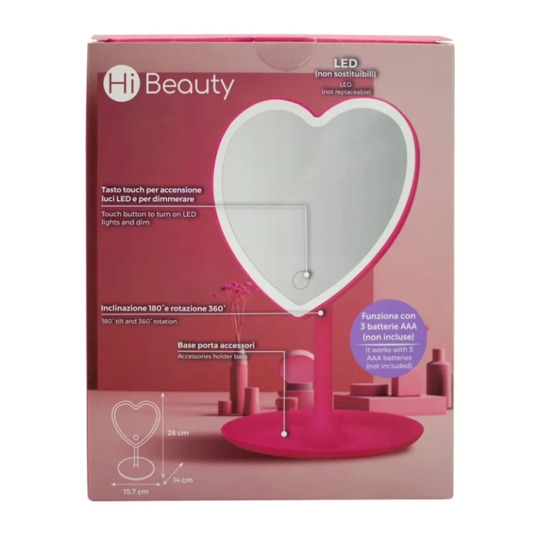 SPECCHIO LED PER IL TRUCCO CUORE 15,7X14X26CM 3