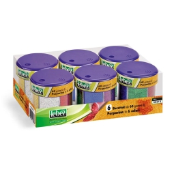PORPORINA 50GR DISPENSER 6 COLORI GLITTER 6PZ
