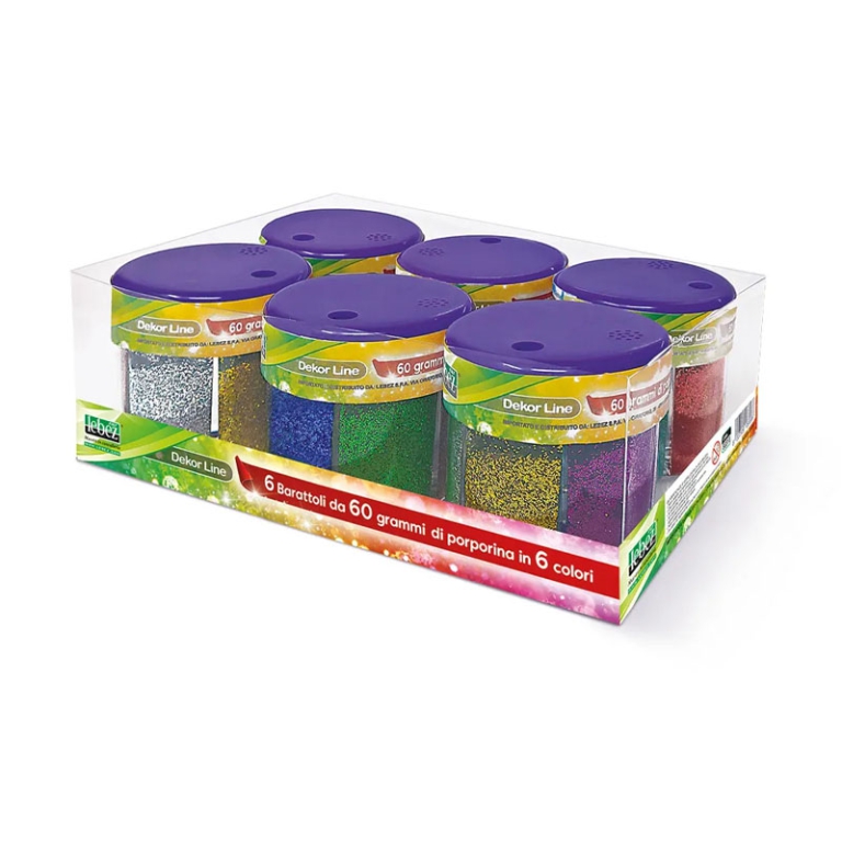PORPORINA 50GR DISPENSER 6 COLORI GLITTER 6PZ 3