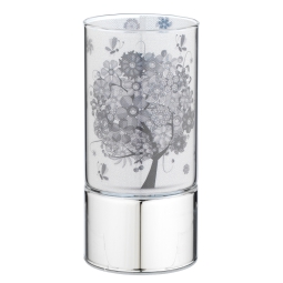 LAMPADA IN VETRO 7X15CM  ALBERO FIORITO GRIGIO
