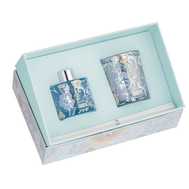 CANDELA E DIFFUSORE CON  ASTUCCIO AZZURRO GIFTBOX