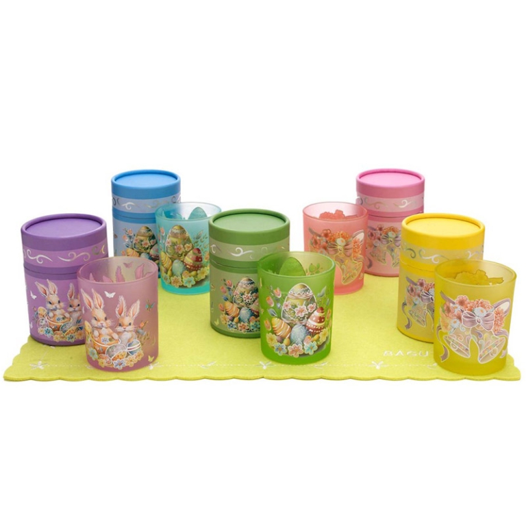 TEALIGHT CON PORTACANDELA PASQUALE 15PZ SOGGETTI ASSORTITI