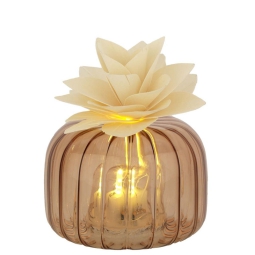 DIFFUSORE VETRO LED 8X6CMCON FIORE LEGNO AVORIO