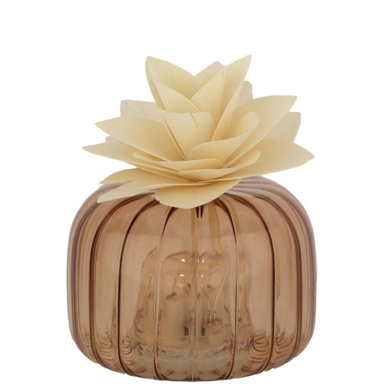 DIFFUSORE VETRO LED 8X6CMCON FIORE LEGNO AVORIO 2