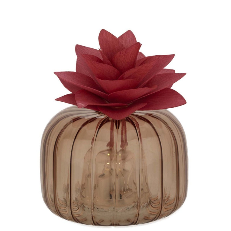 DIFFUSORE VETRO LED 8X6CMCON FIORE LEGNO ROSSO 2