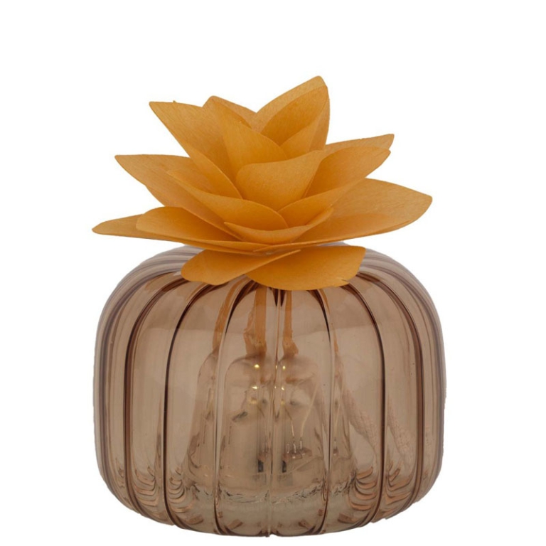 DIFFUSORE VETRO LED 8X6CMCON FIORE LEGNO SALMONE 2
