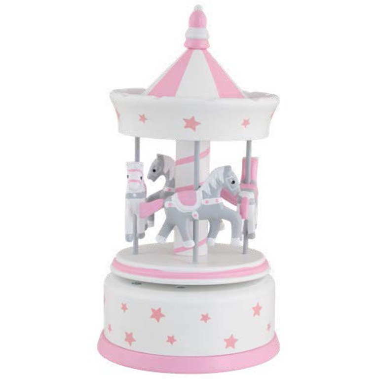 CARILLON GIOSTRA LEGNO   ROSA 11X23CM STELLE