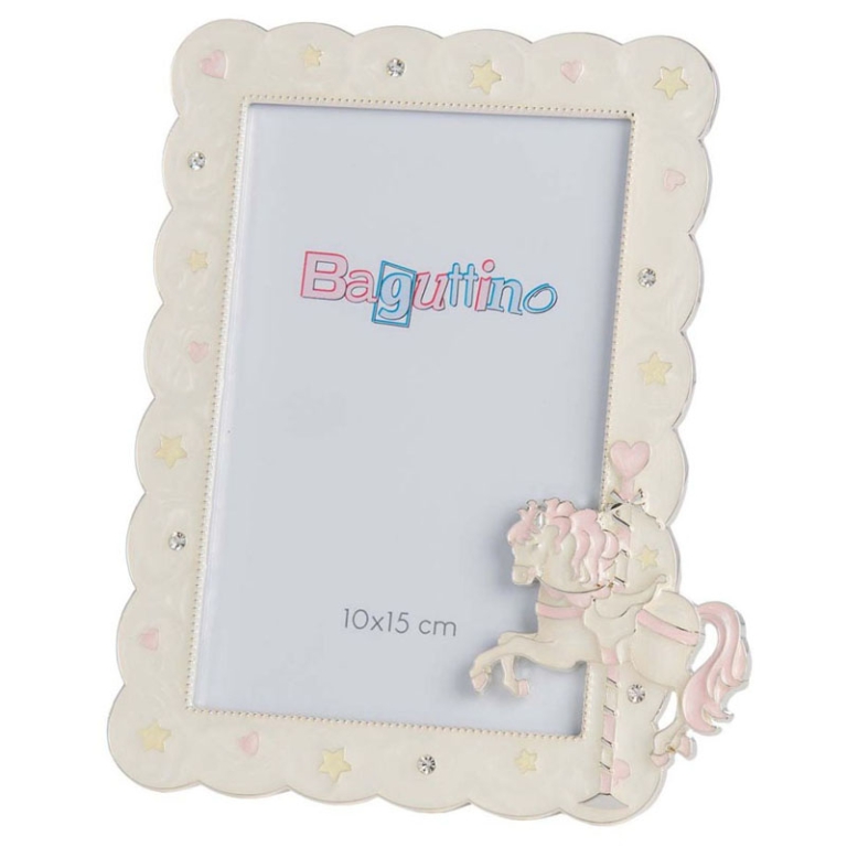 CORNICE 10X15CM CAVALLINO  ROSA SILVER PLATED