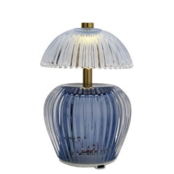 LAMPADA VETRO H16CM RICARICA USB BLU