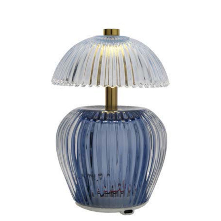 LAMPADA VETRO H16CM RICARICA USB BLU