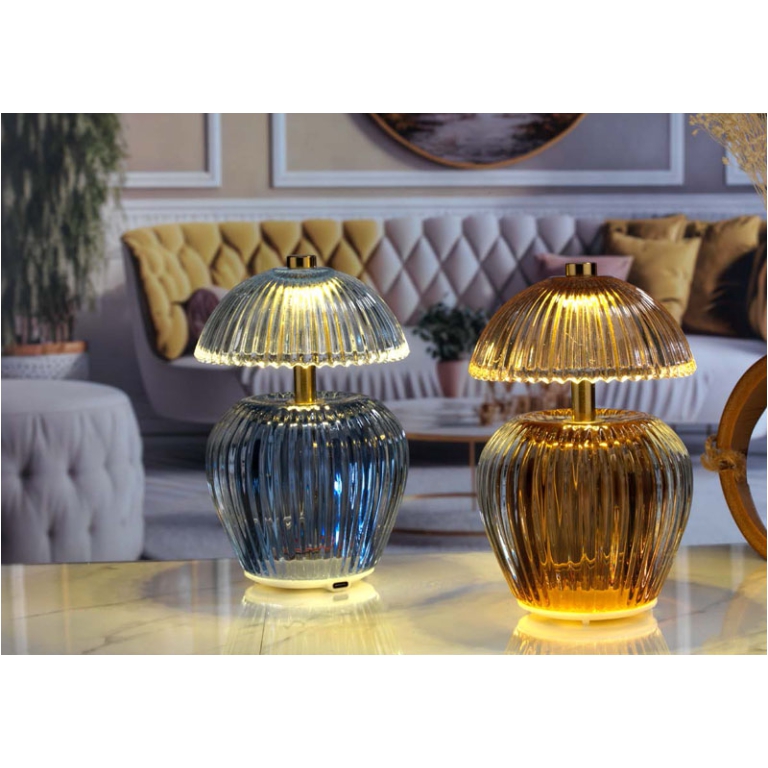 LAMPADA VETRO H16CM RICARICA USB VERDE 2