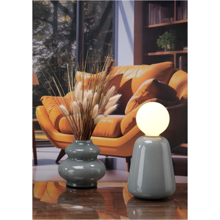 LAMPADA VASO VETRO H27CM SALVIA CON LAMPADINA 2