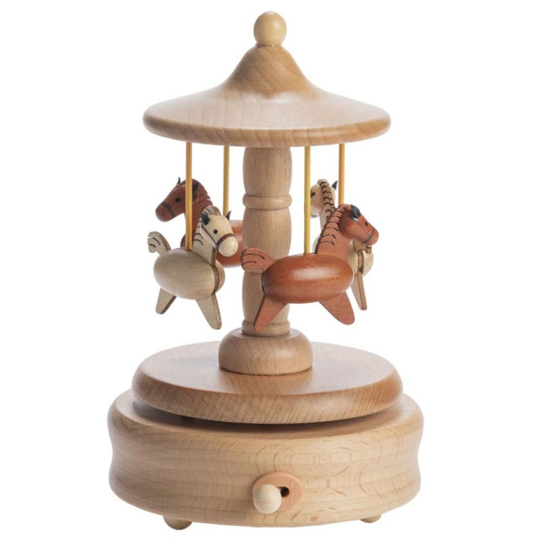 CARILLON LEGNO GIOSTRA   CAVALLI 12X11X18CM