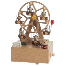 CARILLON LEGNO RUOTA PANORAMICA ANIMALI 12X11X18CM