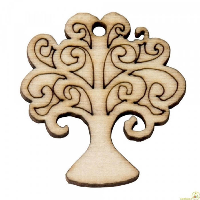 APPLICAZIONE 12PZ ALBERO VITA 3,5CM LEGNO