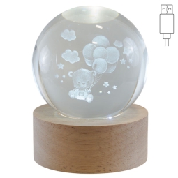 LAMPADA GLOBO ORSETTO 8X8X10CM CON USB E GIFTBOX