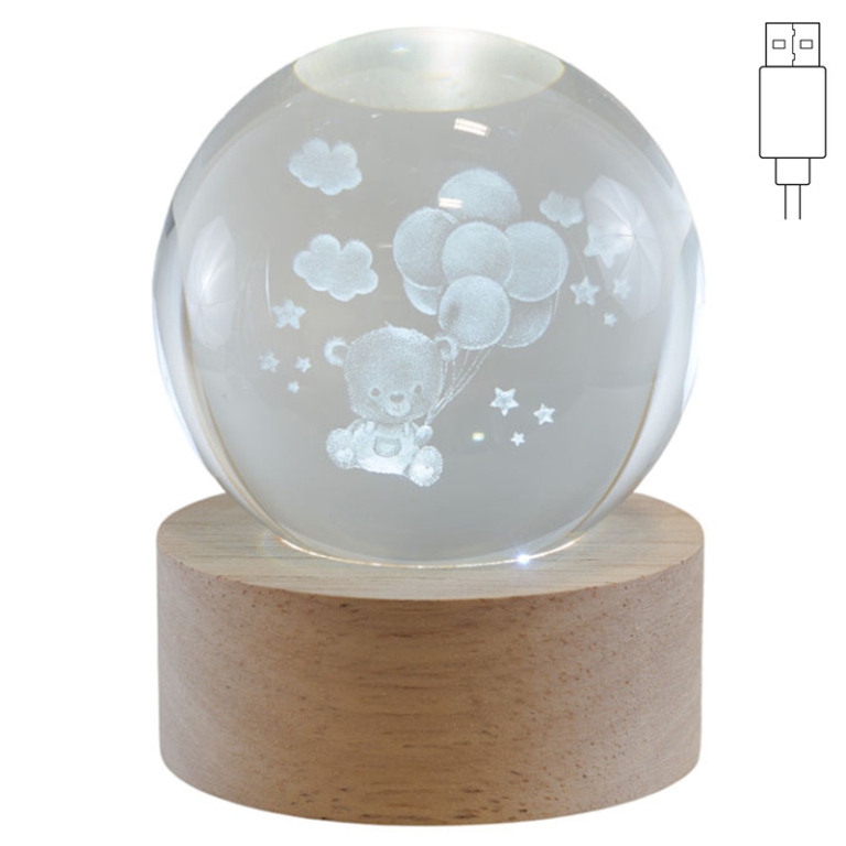 LAMPADA GLOBO ORSETTO 8X8X10CM CON USB E GIFTBOX