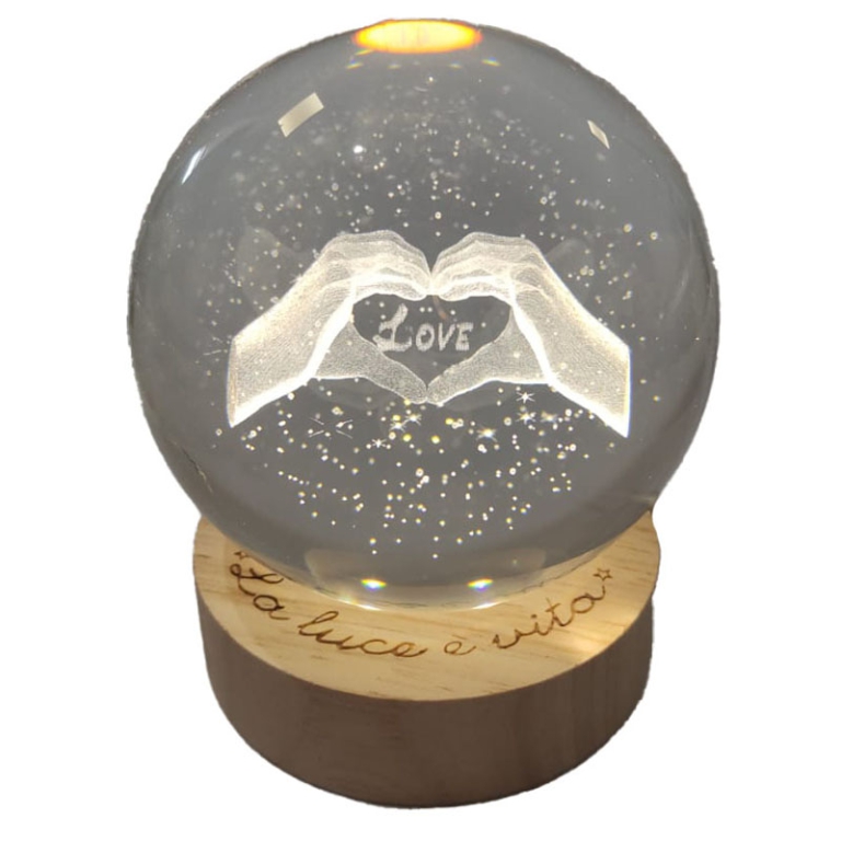 LAMPADA GLOBO 8X8X10CM   CON USB GIFTBOX MANI LOVE