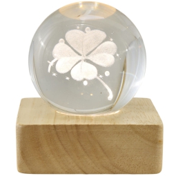 SFERA LUMINOSA 6X6X8CM QUADRIFOGLIO BASE QUADRATA