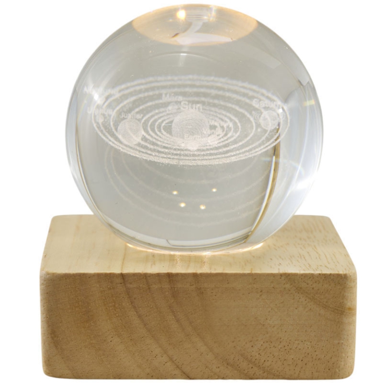 SFERA LUMINOSA 6X6X8CM PIANETI BASE QUADRATA