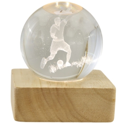 SFERA LUMINOSA 6X6X8CM CALCIATORE BASE QUADRATA