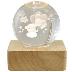 SFERA LUMINOSA 8X8X10CM ORSETTO BASE QUADRATA