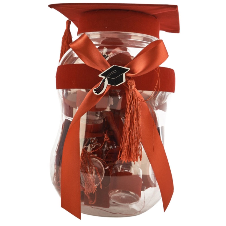CONTENITORE 20 BARATTOLI  LAUREA 18X18X29CM ROSSO