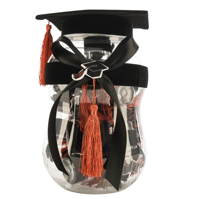 CONTENITORE 20 BARATTOLI  LAUREA 18X18X29CM NERO