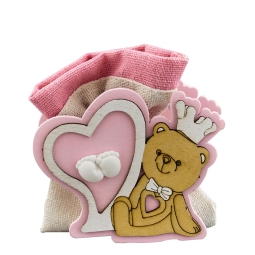 PORTACONFETTI 12PZ ORSO CON PIEDINI ROSA