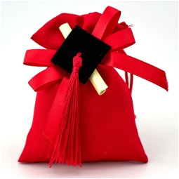 SACCHETTO LAUREA 12PZ    ROSSO CON APPLICAZIONE