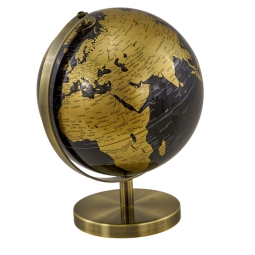 MAPPAMONDO CON BASE DORATA D14,2CM NERO