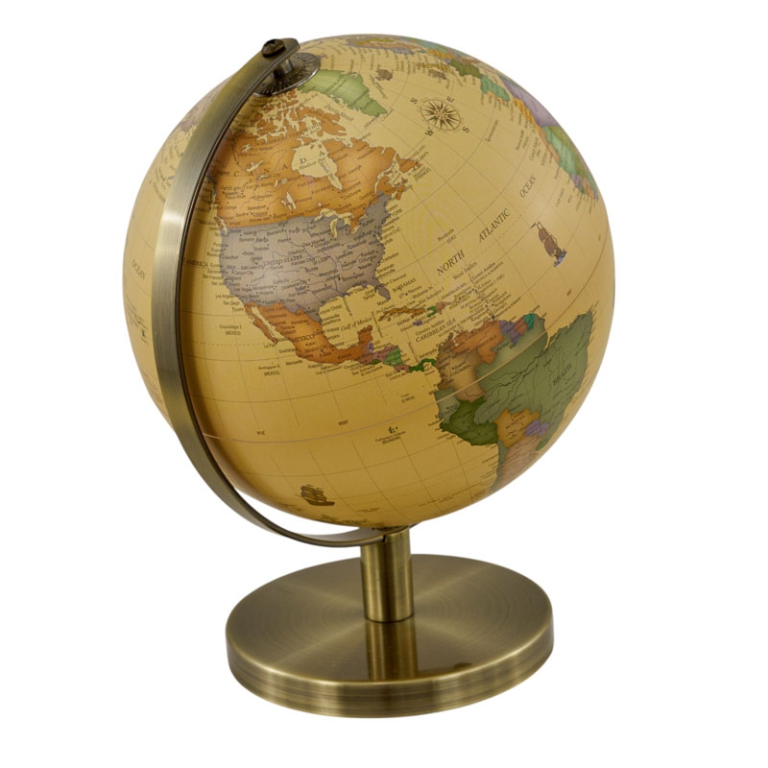 MAPPAMONDO CON BASE DORATA D20CM OCRA 2