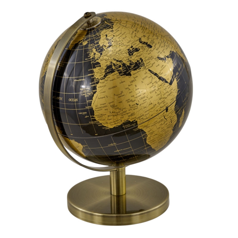 MAPPAMONDO CON BASE DORATA D20CM NERO 2