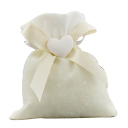 SACCHETTO 12PZ 10H12CM PANNA BIC.CUORE GESSO