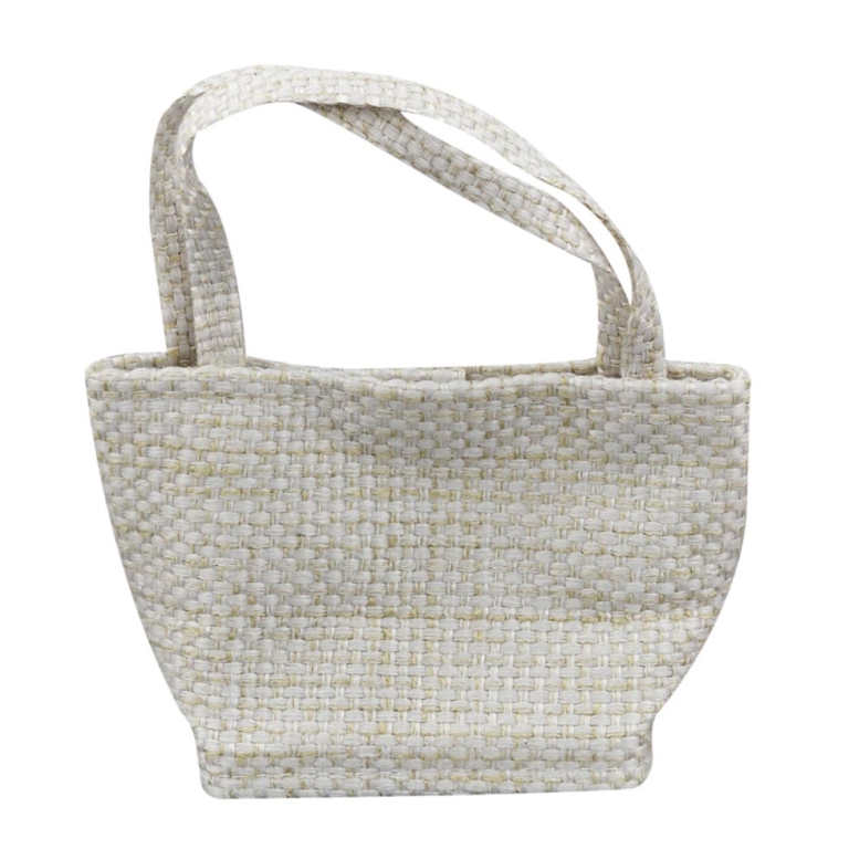 BORSETTA COTONE 12PZ 7X4H10CM TRAMA JUTA BIANCA