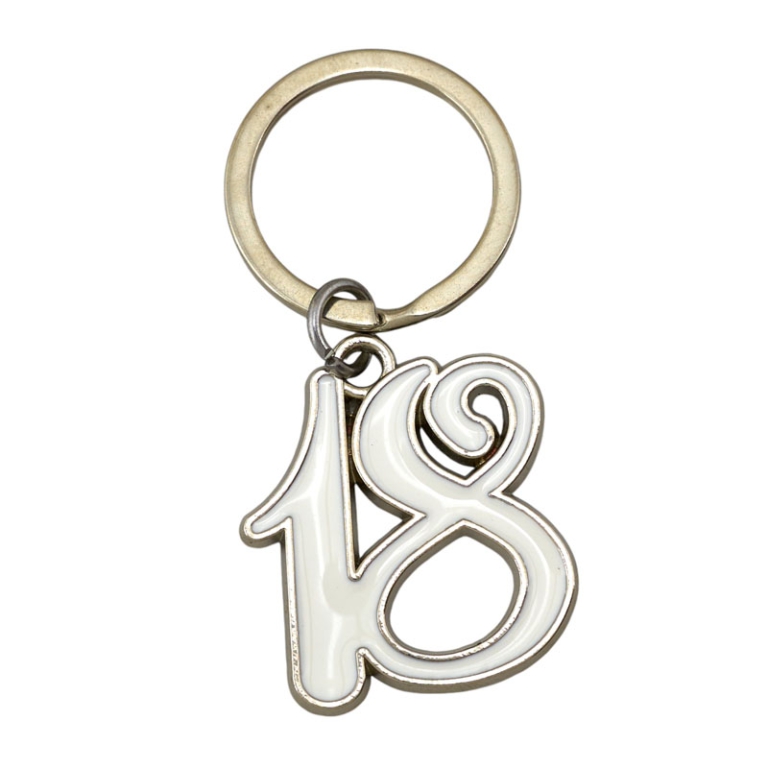 PORTACHIAVI 18 ANNI METALLO BIANCO