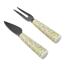 COLTELLI FORMAGGIO 2PZ   L13CM BAROCCO VERDE