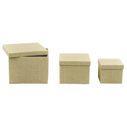 SCATOLE MATRIOSKA SET 3PZ EFFETTO LINO BEIGE