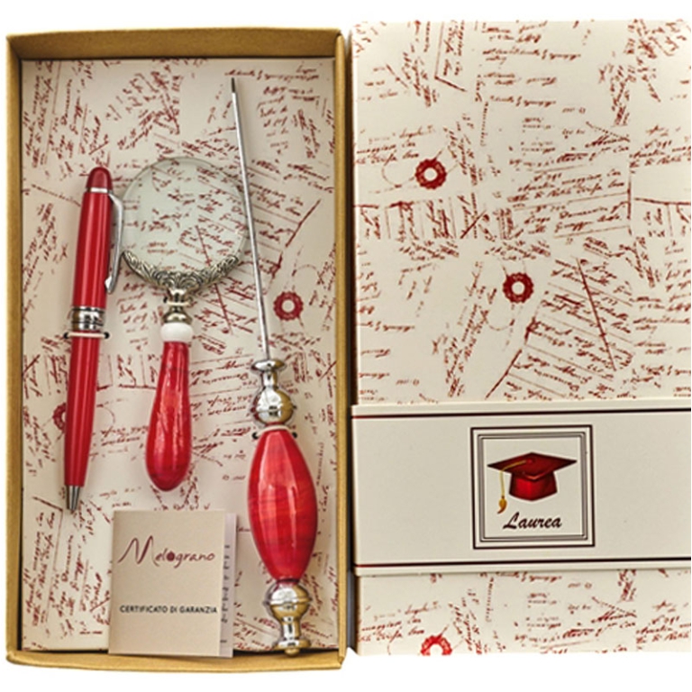 SET PENNA LENTE E TAGLIACARTE LAUREA 25X8X3CM