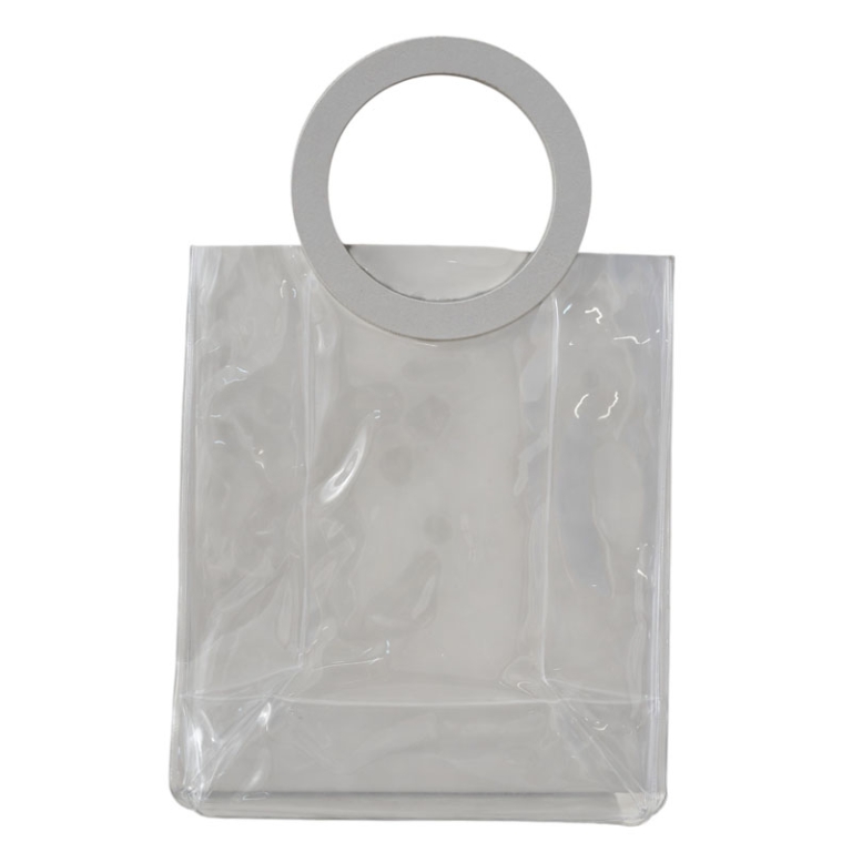 BUSTINA TRASPARENTE 6PZ  MANICO BIANCO 10X12CM