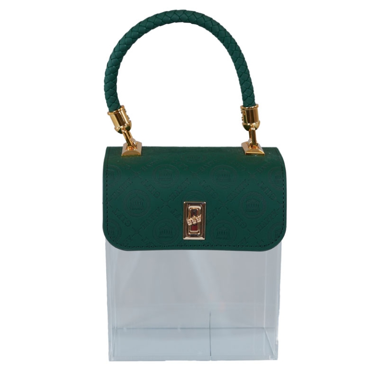 BORSA 16X18X10CM PLEX ECOPELLE VERDE CON MANICO